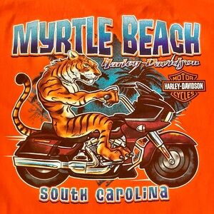 Harley Davidson Myrtle Beach SC Clemson Tigers Long Sleeve Shirt Orange XL